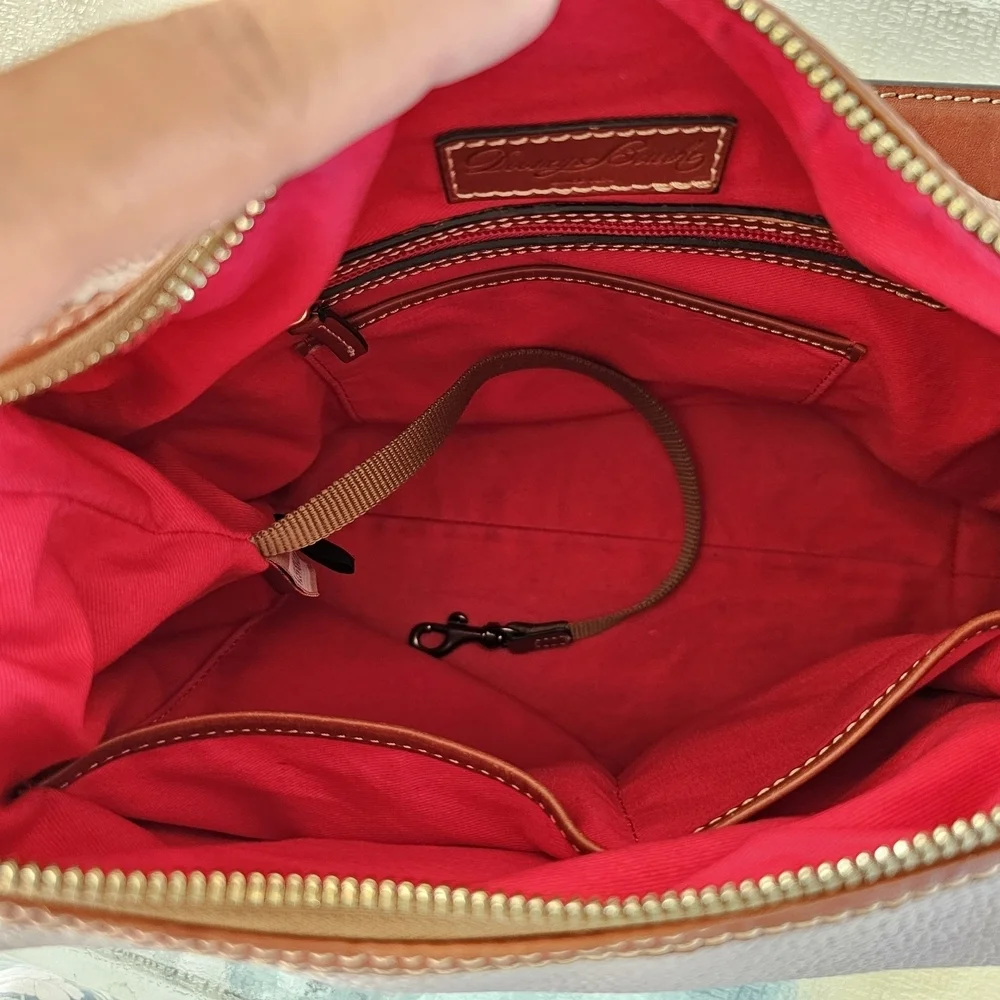 Dooney & Bourke Taupe & Brown Pebble Grain Leather Shoulder Bag
